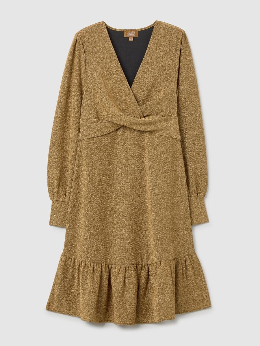 Gold Maternity Dress with Lurex_4