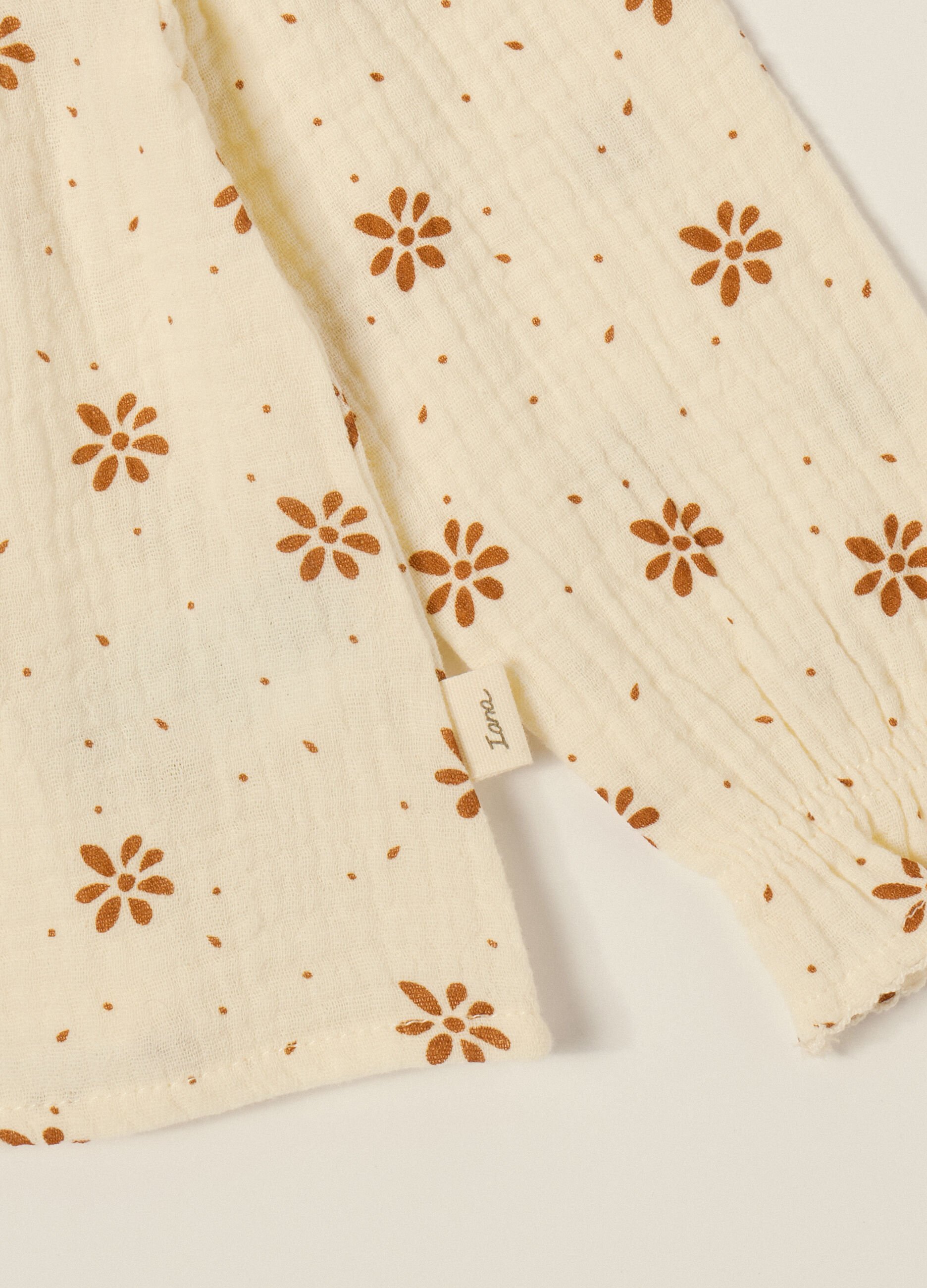 Long Sleeve Beige Shirt with Decorative Collar