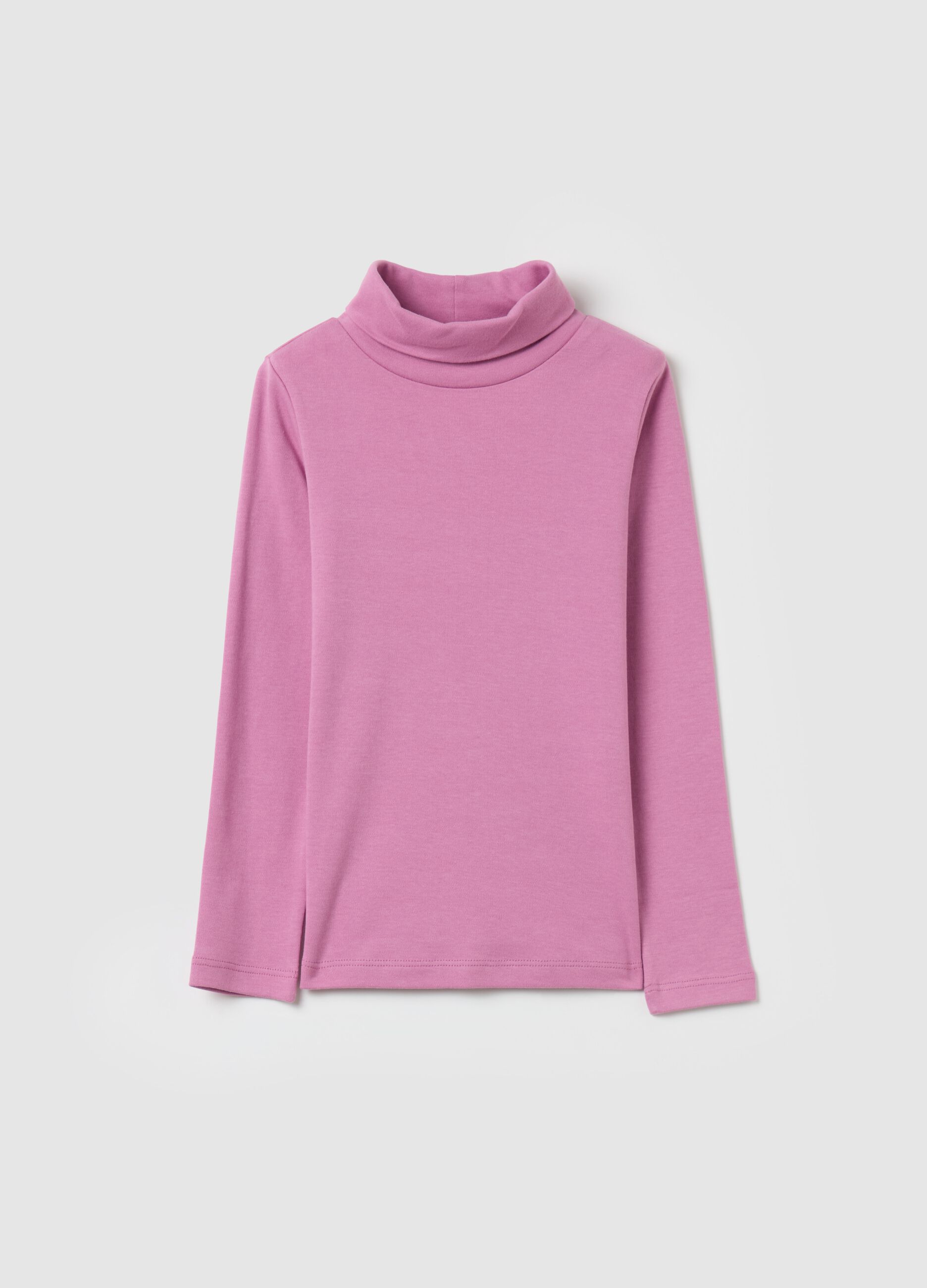 Cotton T-shirt with high neck