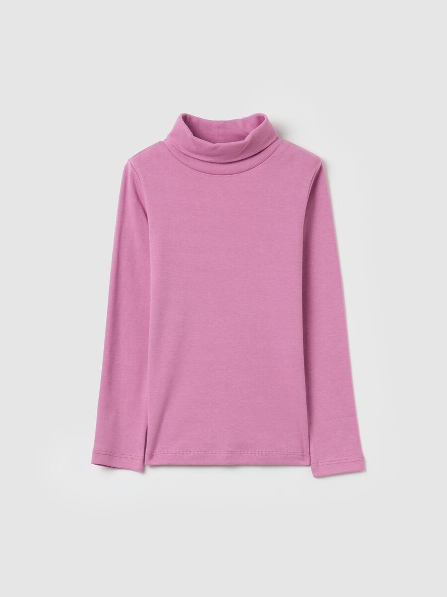 T-shirt in cotone a collo alto_0