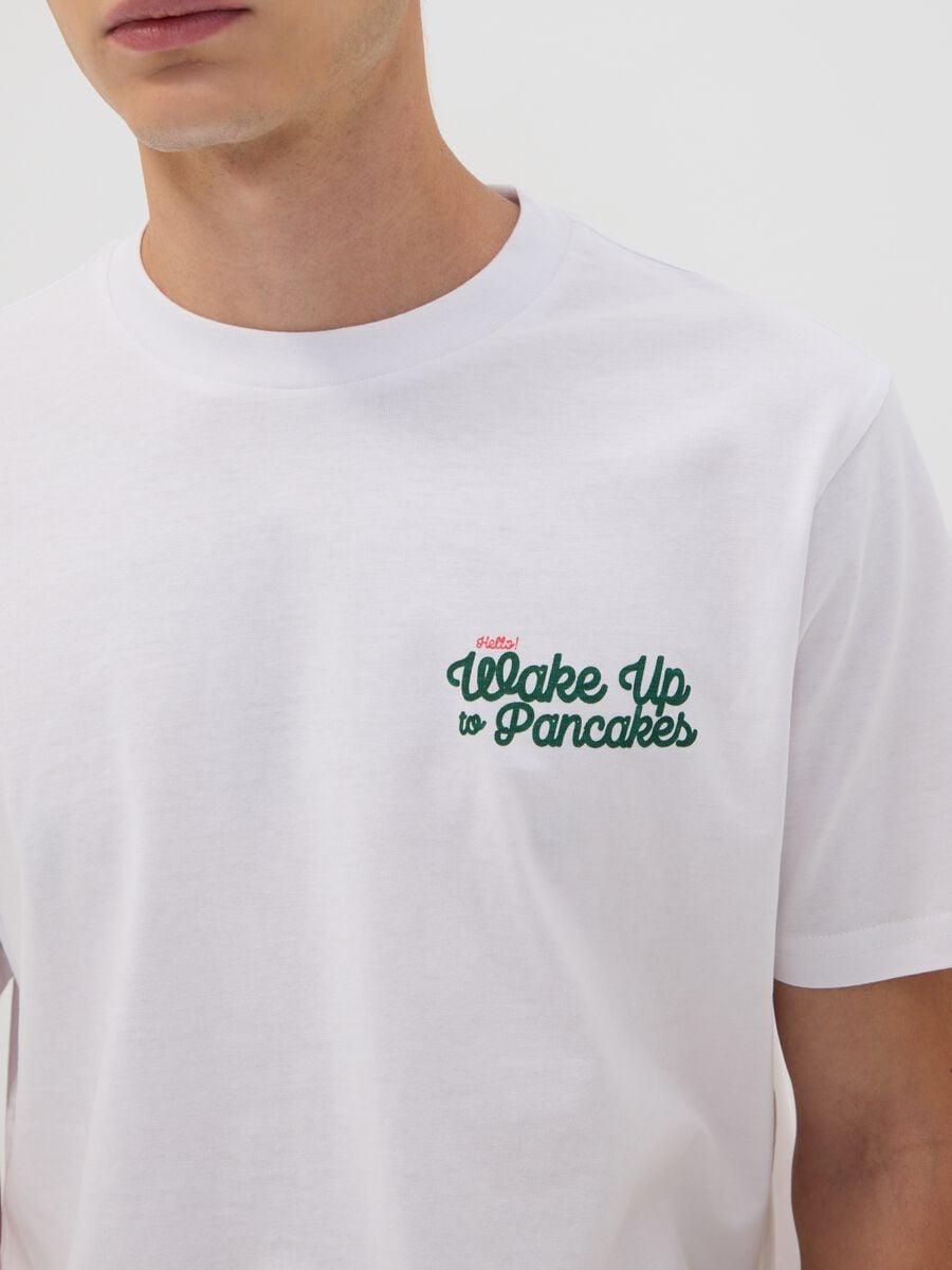 White pure cotton jersey T-shirt with print, regular fit_2