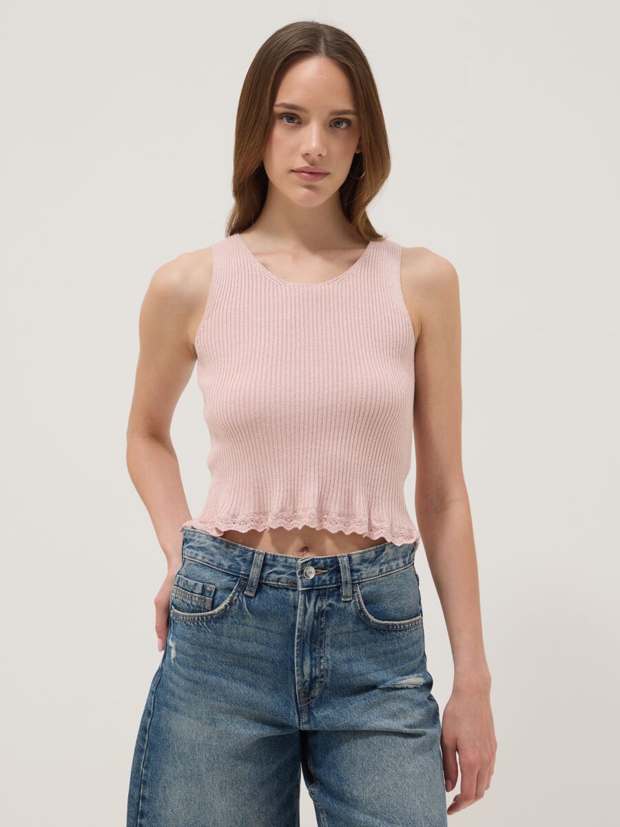 Pink fitted viscose-blend top_2