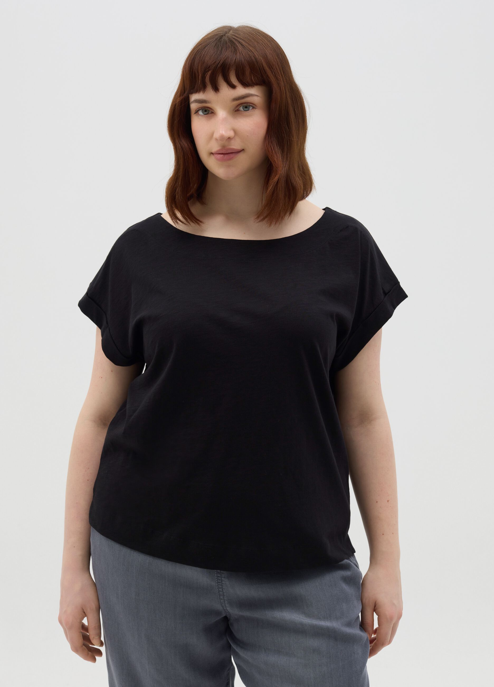 Curvy T-shirt in slub jersey