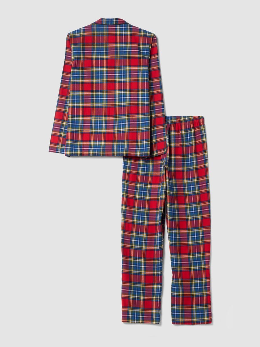 Pigiama rosso e blu in puro cotone organico con colletto regular fit_2