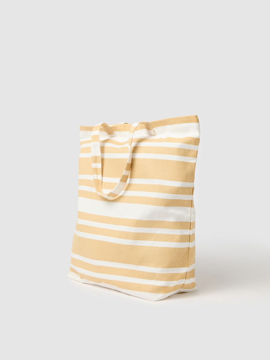 White and beige striped cotton bag_1