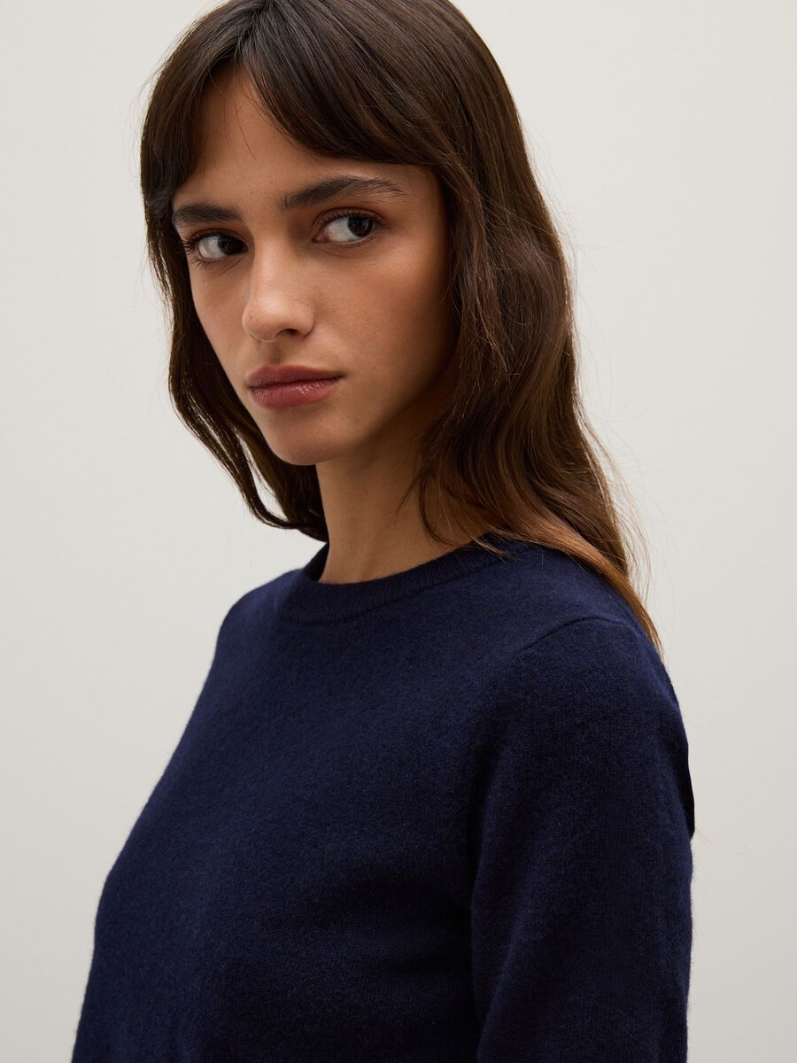 Maglione in pura lana blu regular fit_3