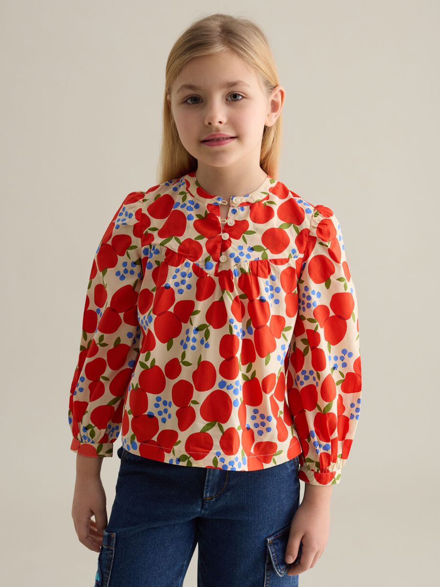 Cotton blouse with fruit print_0