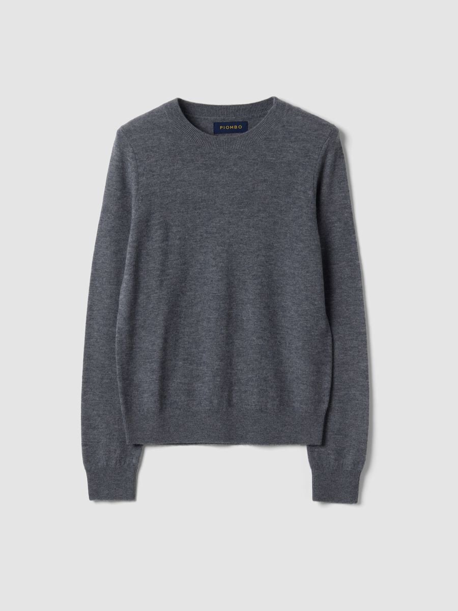 Grey pure wool crew-neck jumper_0