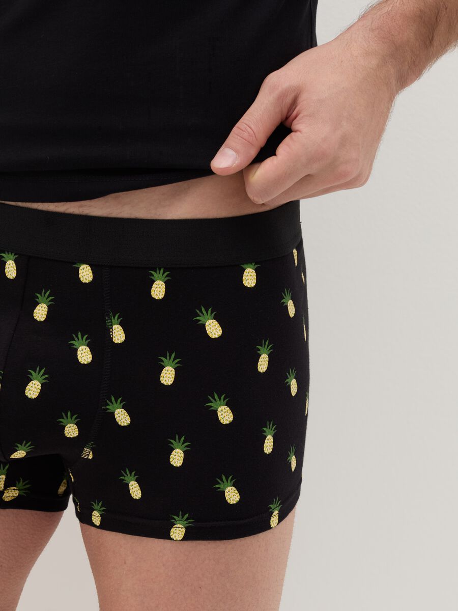 Midi boxer shorts in stretch cotton with pattern._2