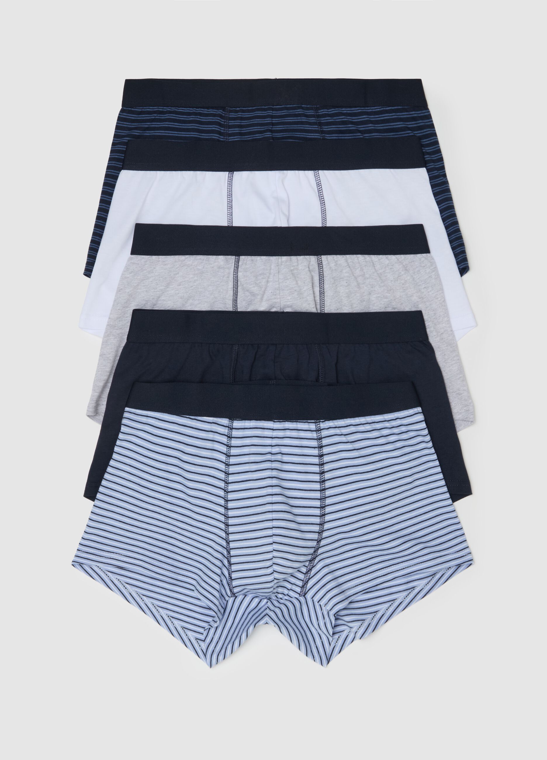 Set cinque boxer in cotone a righe 