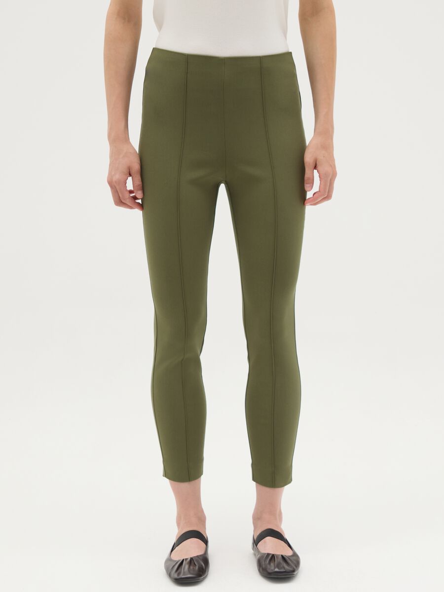 Women's green regular fit viscose blend trousers_1