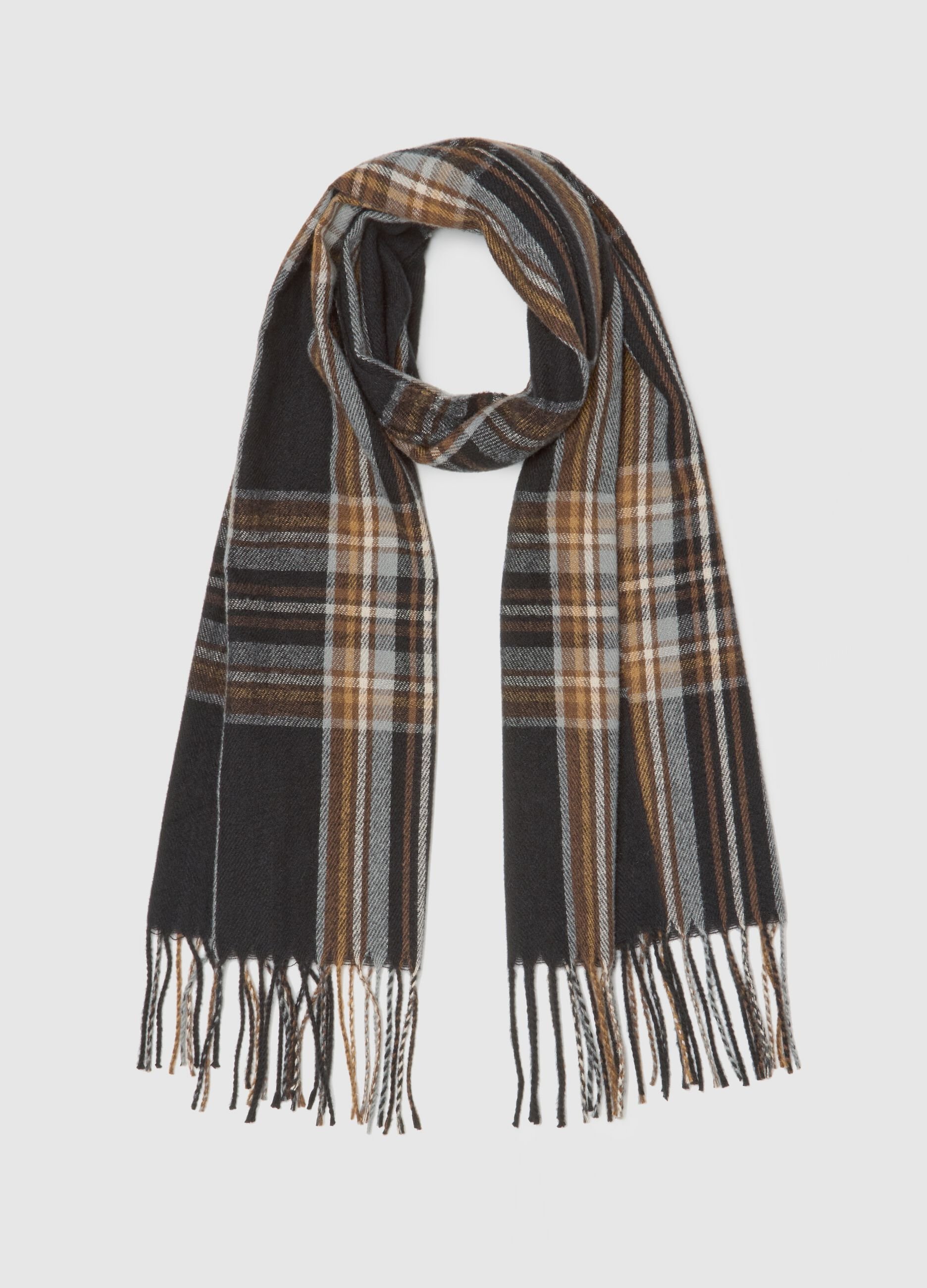 Brown mixed fabric scarf