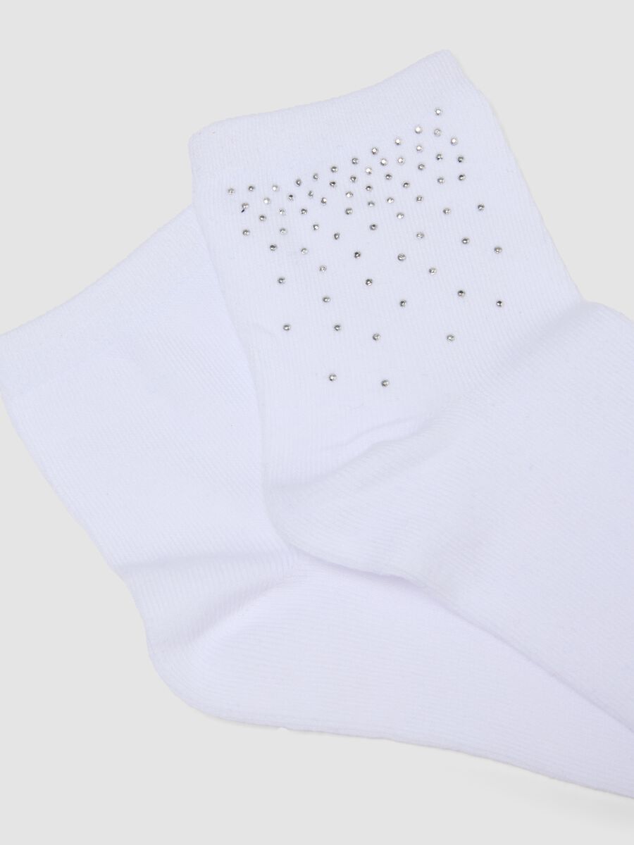 White organic stretch-cotton socks with rhinestones_1
