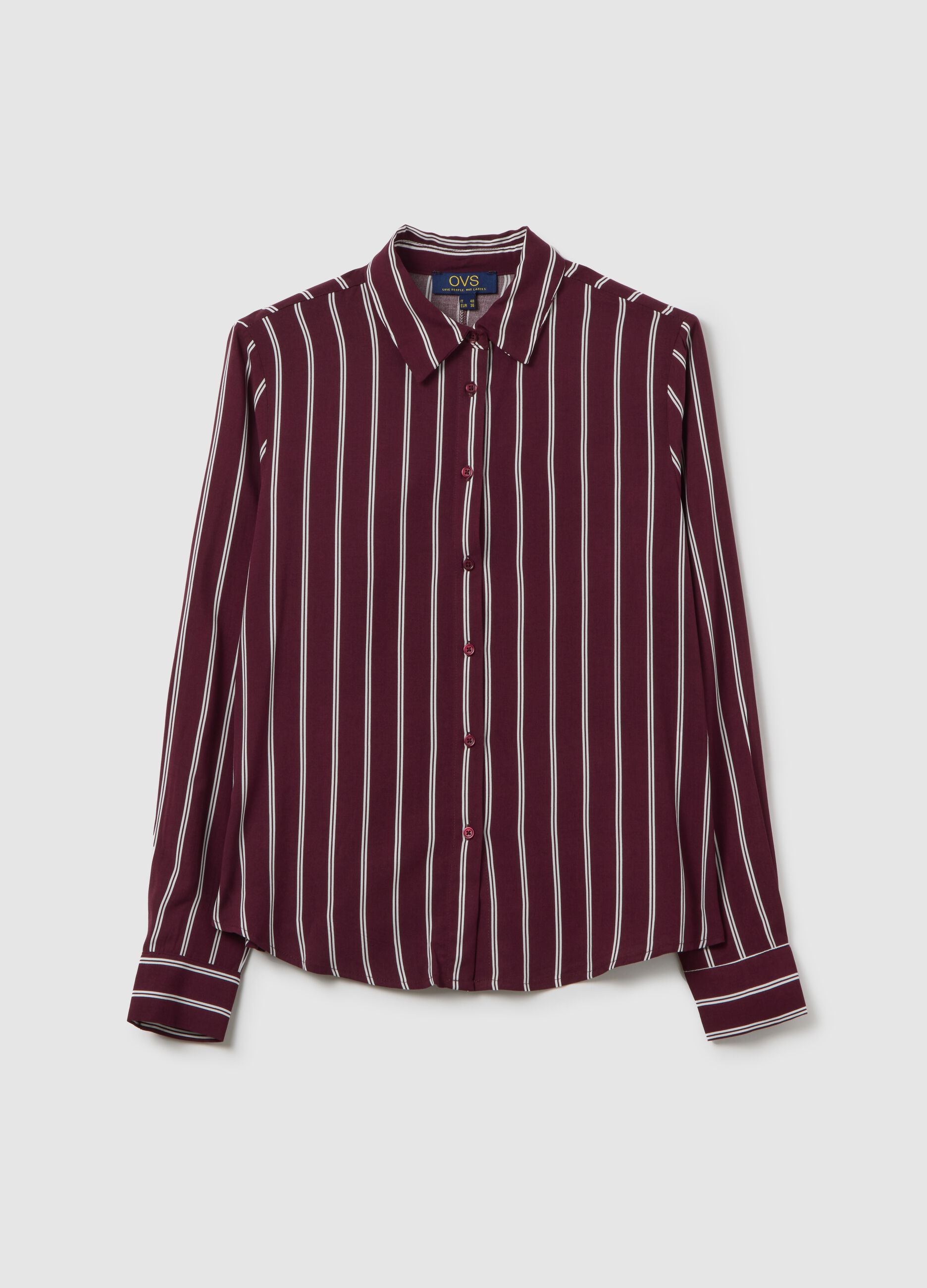 Bordeaux Striped Viscose Shirt