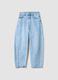Regular fit light blue cotton blend denim trousers_4