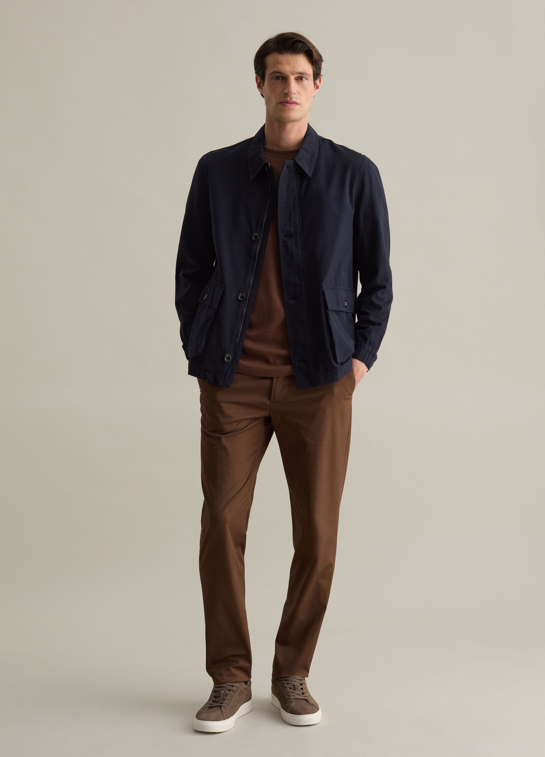 Linen and cotton shacket with pockets
