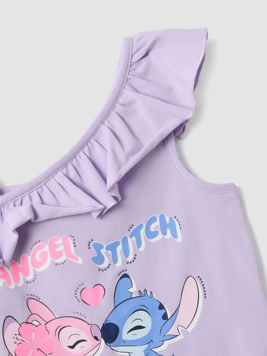 Purple stretch cotton girls&rsquo; tank top with frills and Stitch print_3