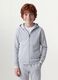 Grey hooded zip-up sweatshirt in pure organic cotton for boys, relaxed fit_1