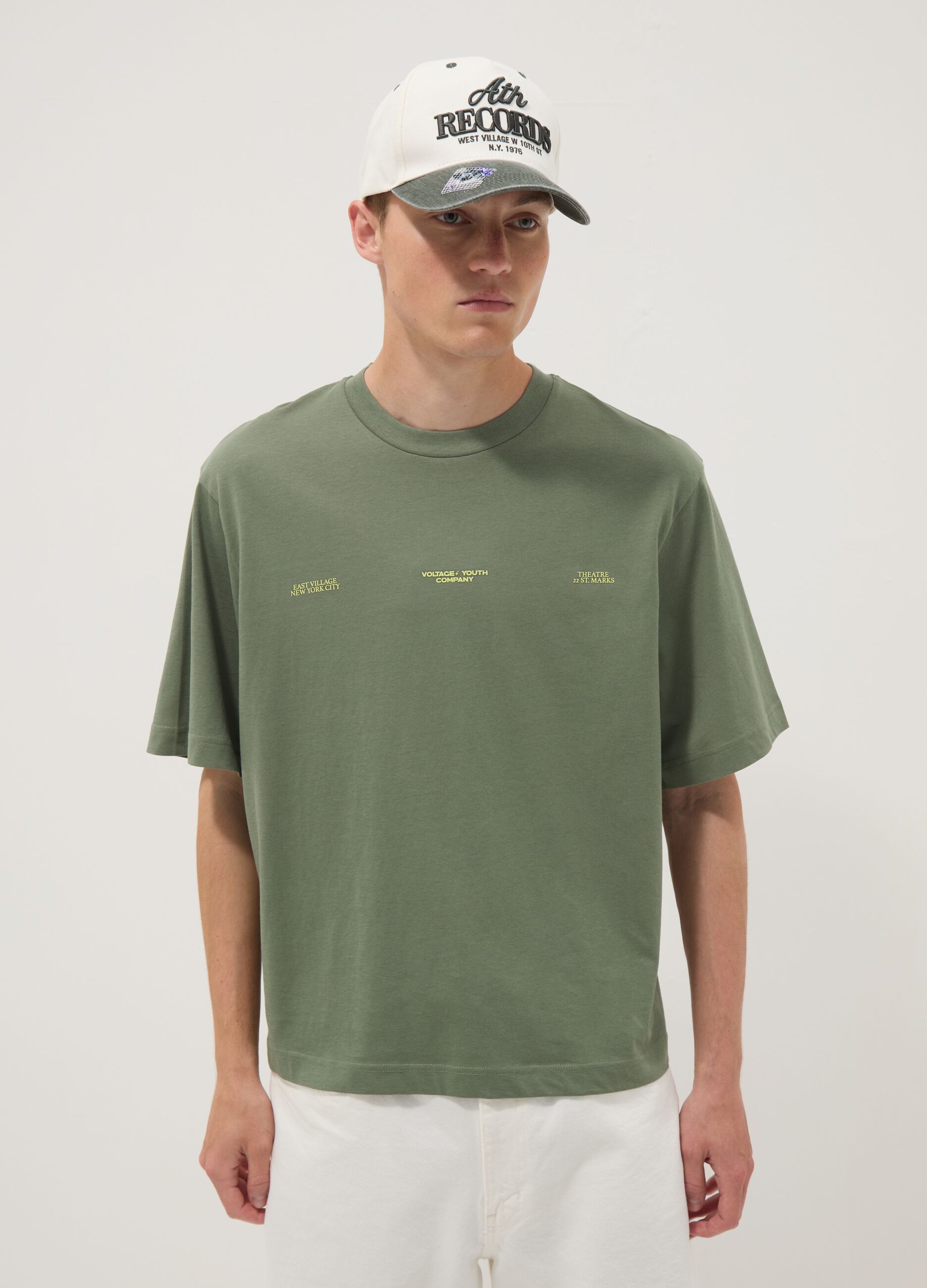 Green pure cotton short-sleeve T-shirt