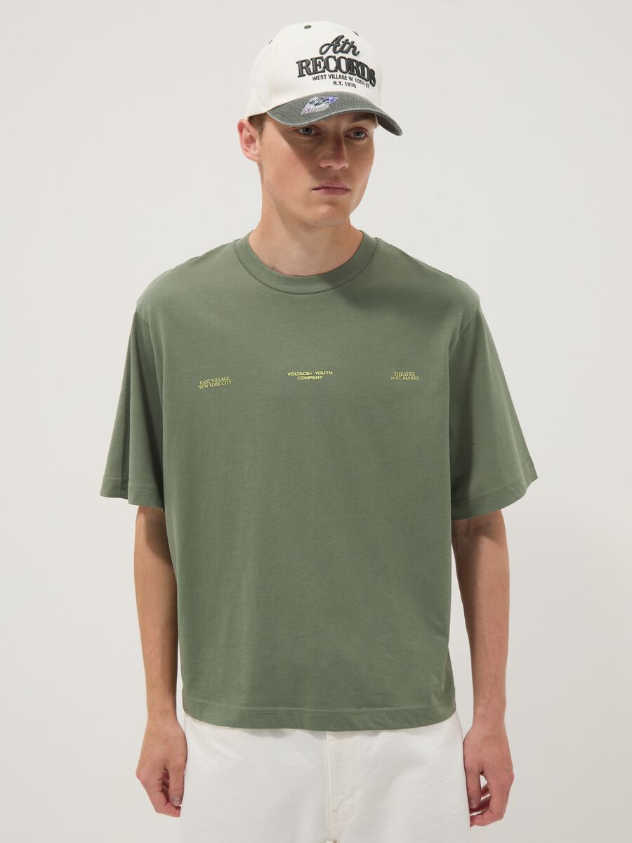T-shirt verde in puro cotone a maniche corte_1