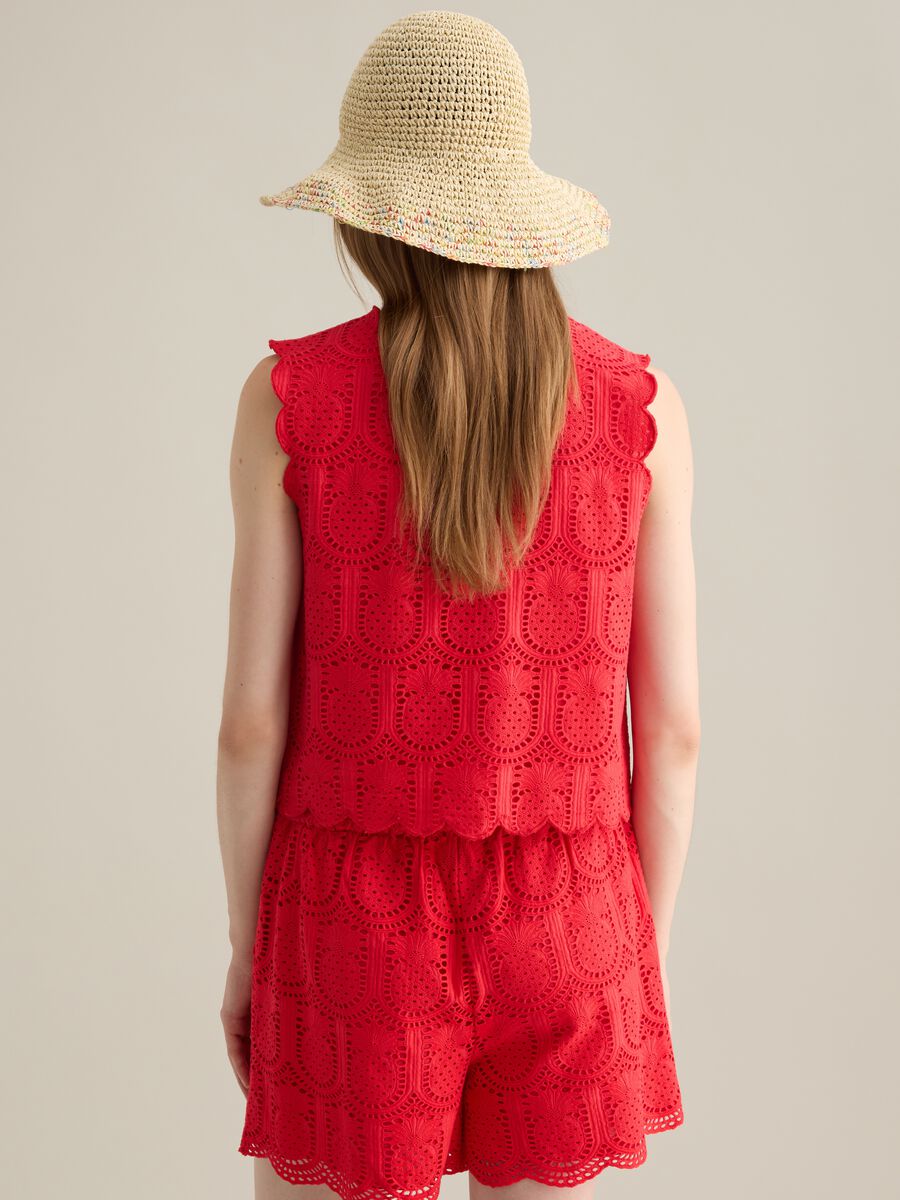 Women's pure cotton red top with regular fit_3