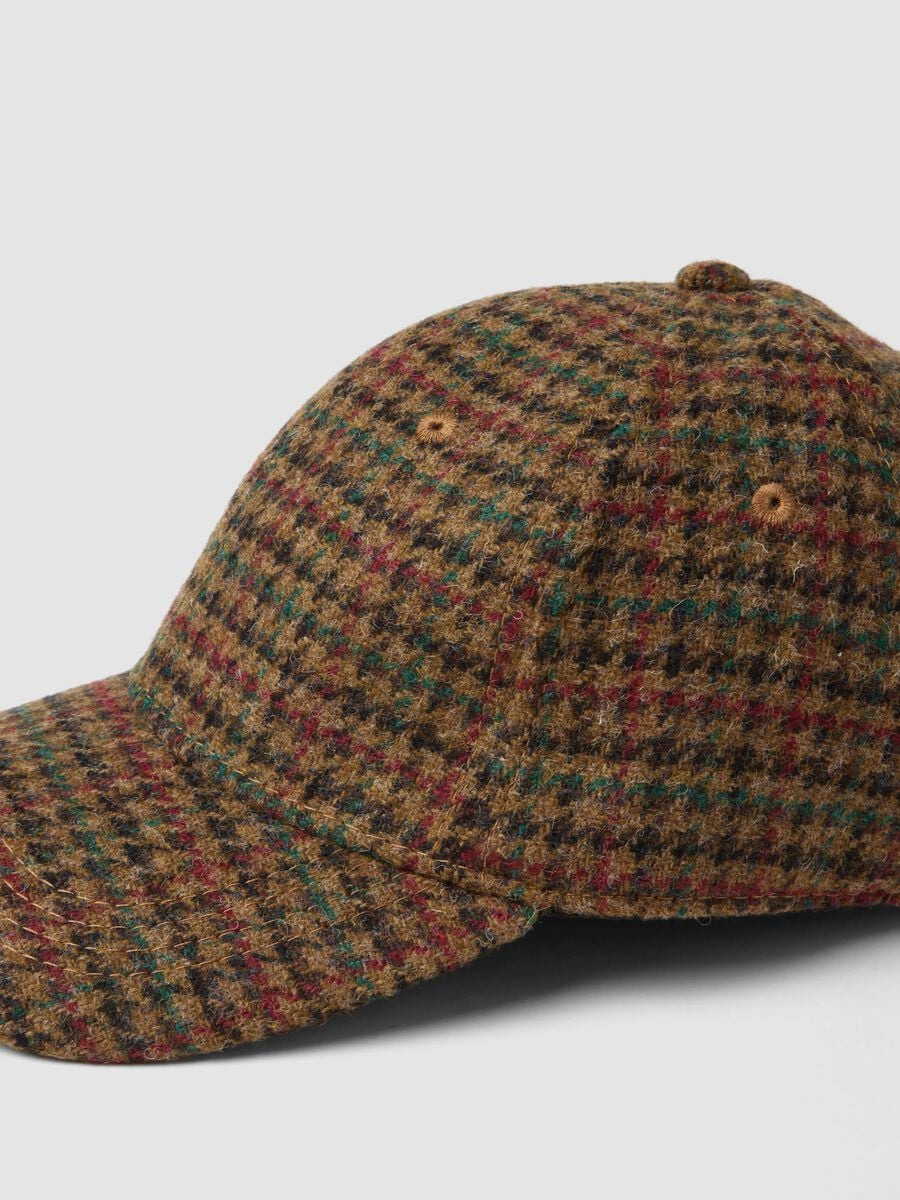 Brown wool-blend checked cap_1