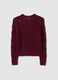 Regular fit red cotton blend jumper with knit pattern_0
