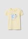 Girls&rsquo; yellow pure organic cotton T-shirt with print and glitter_0