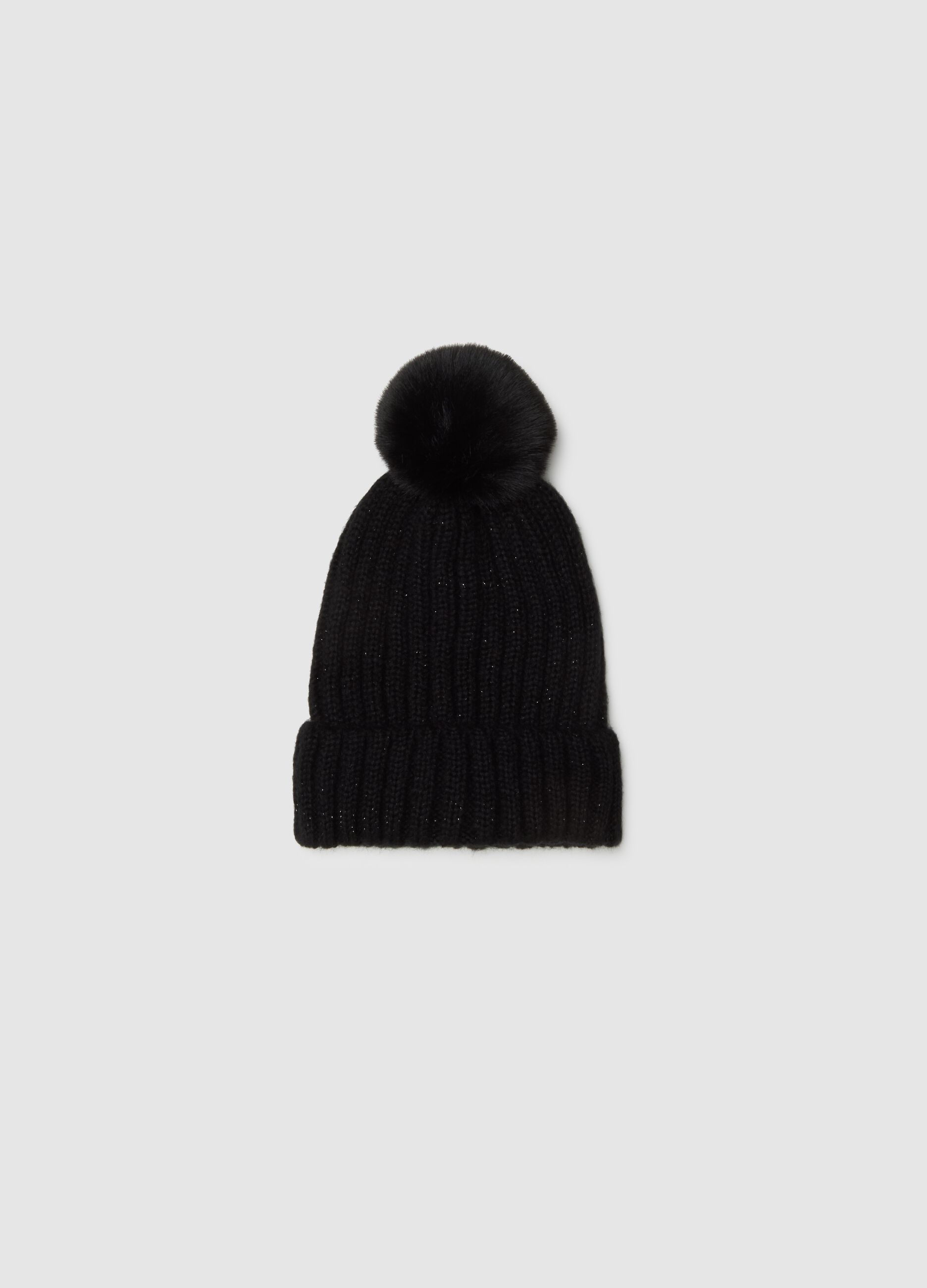 Black Beanie with Pom-Pom