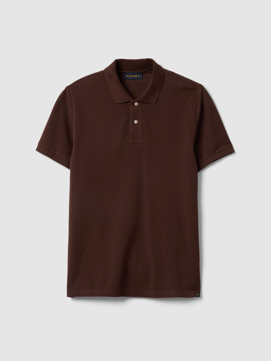 Brown short-sleeved pure cotton polo shirt with regular fit_4