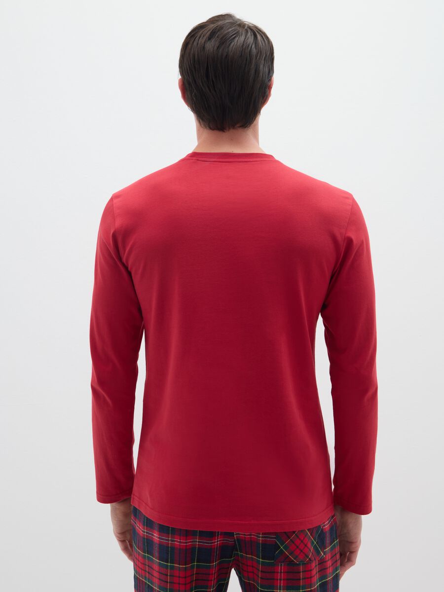 Red pure cotton regular fit Christmas pyjama top_2
