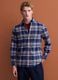 Blue and green checked pure cotton flannel shirt, regular fit_2
