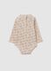 Beige Floral Pure Cotton Baby Bodysuit_1
