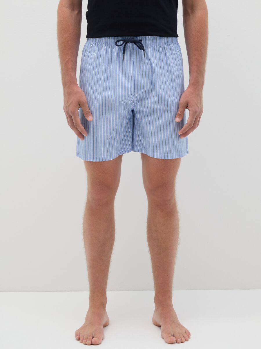 Men's multi-colour pure cotton regular fit striped shorts_1
