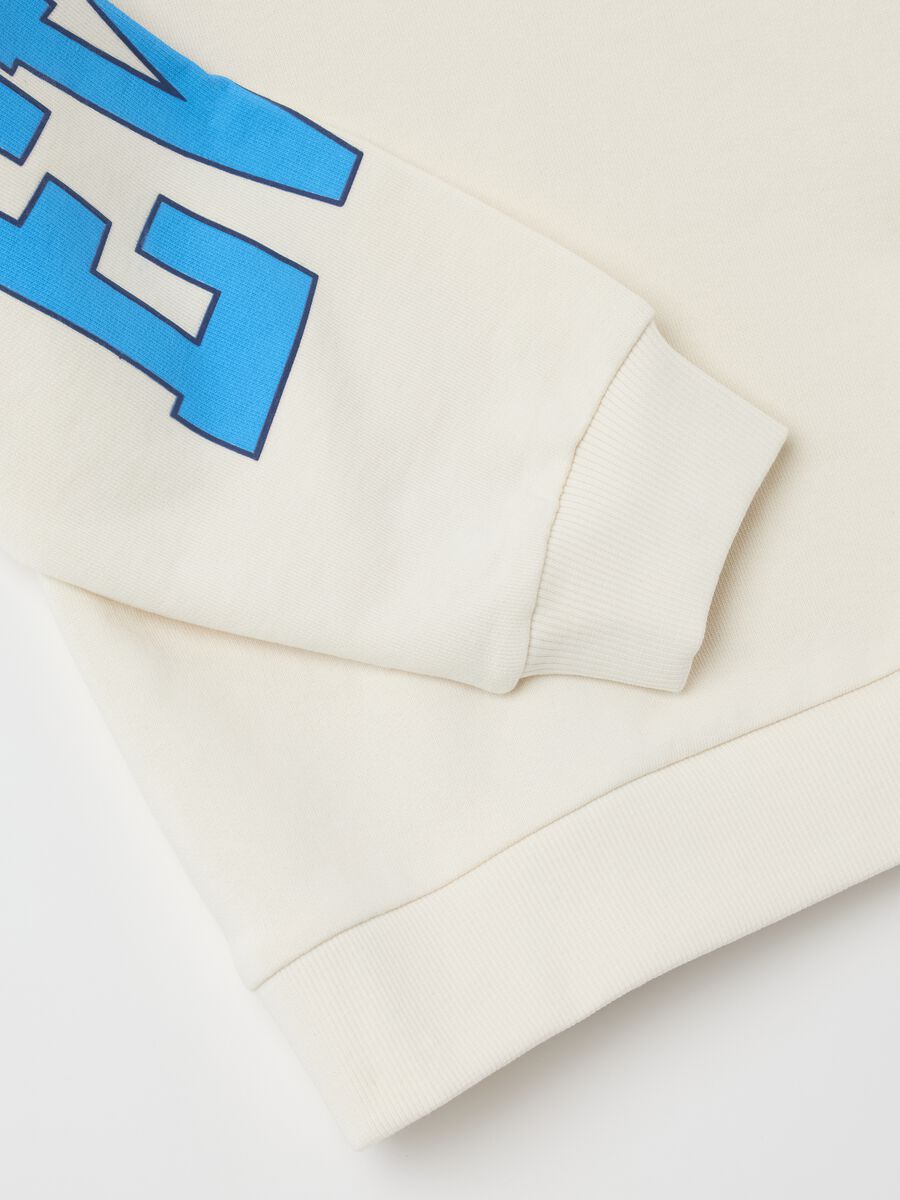 Boys’ beige oversized sweatshirt in 100% cotton with print_3