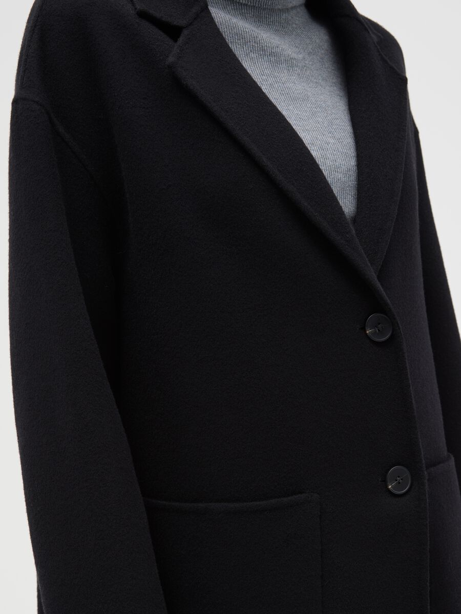 Cappotto lungo nero in misto lana e cashmere regular fit_3