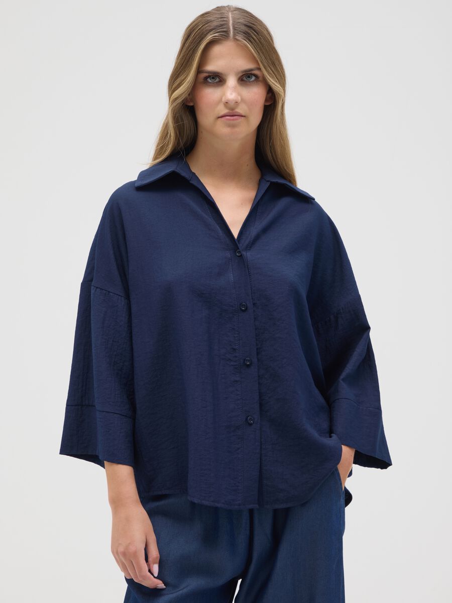 Women's blue blend shirt in regular fit_0
