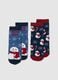 Christmas Anti-Slip Socks Bipack for Kids in Multicolour Cotton Blend_0