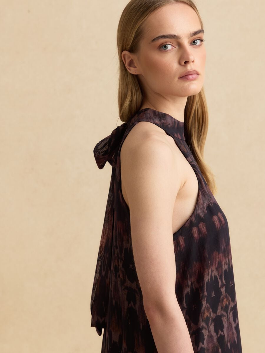 Abito maxi nero e marrone in misto lyocell regular fit con fantasia_4