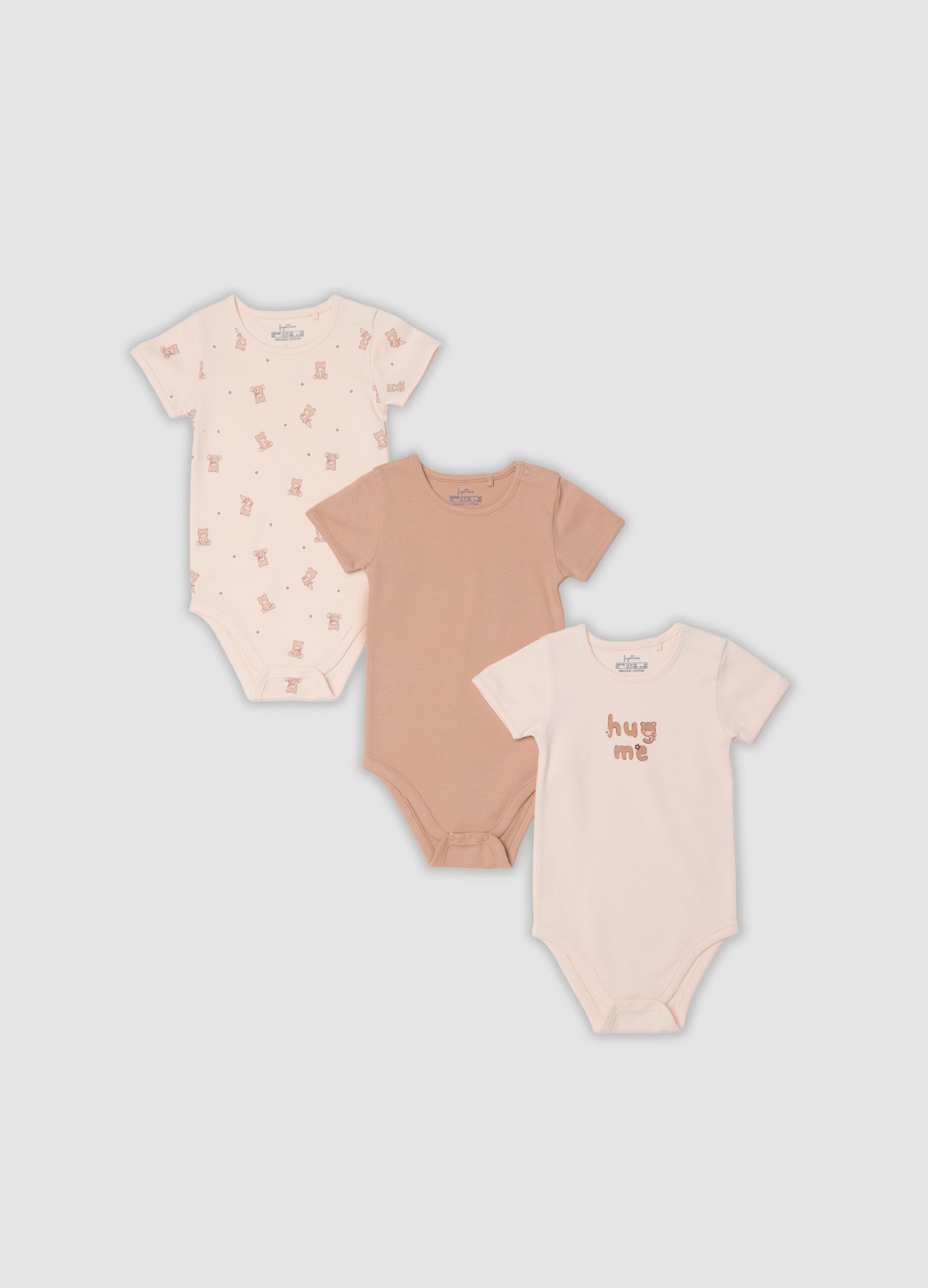 3-pack pink organic cotton bodysuits for baby girls