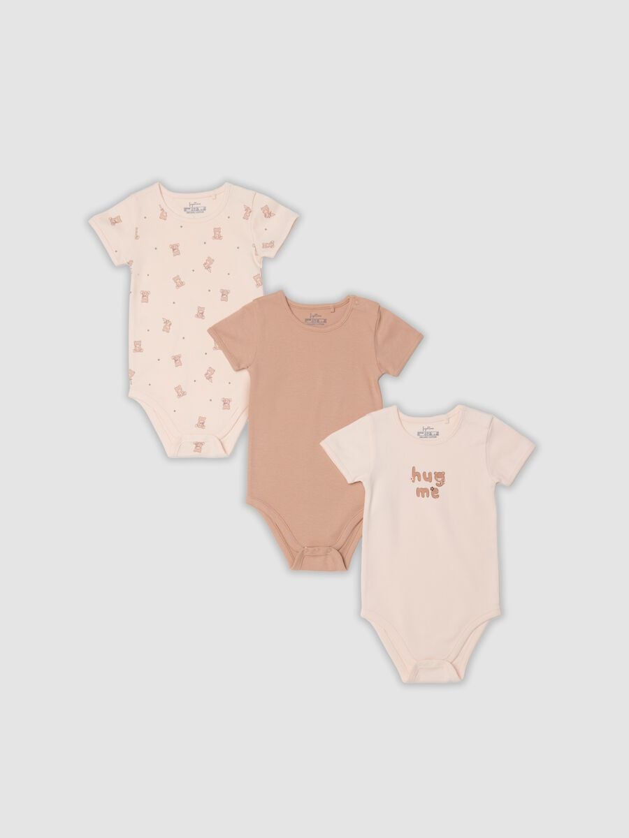 Tripack body rosa in puro cotone organico per neonata e bimba_0