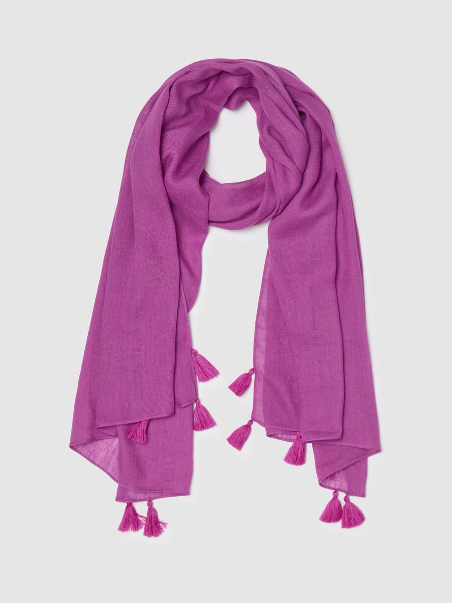 Purple scarf with tassels_0