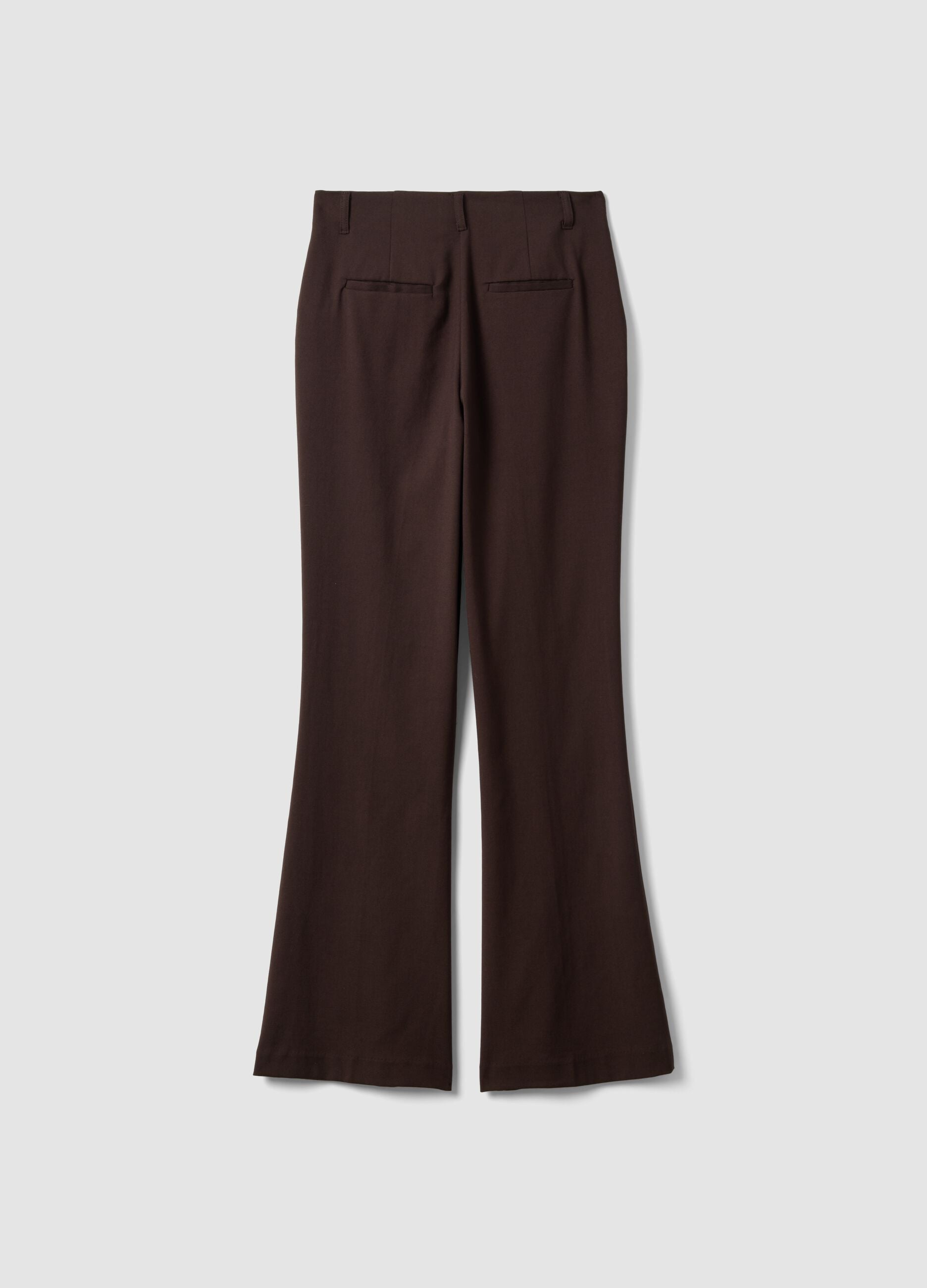 Pantaloni formali marroni flare in viscosa elasticizzata