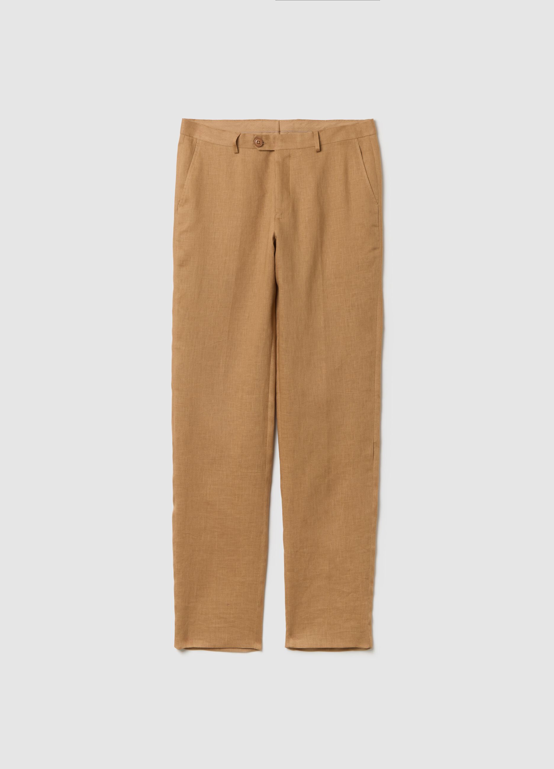 Pantaloni da uomo in lino marrone slim fit