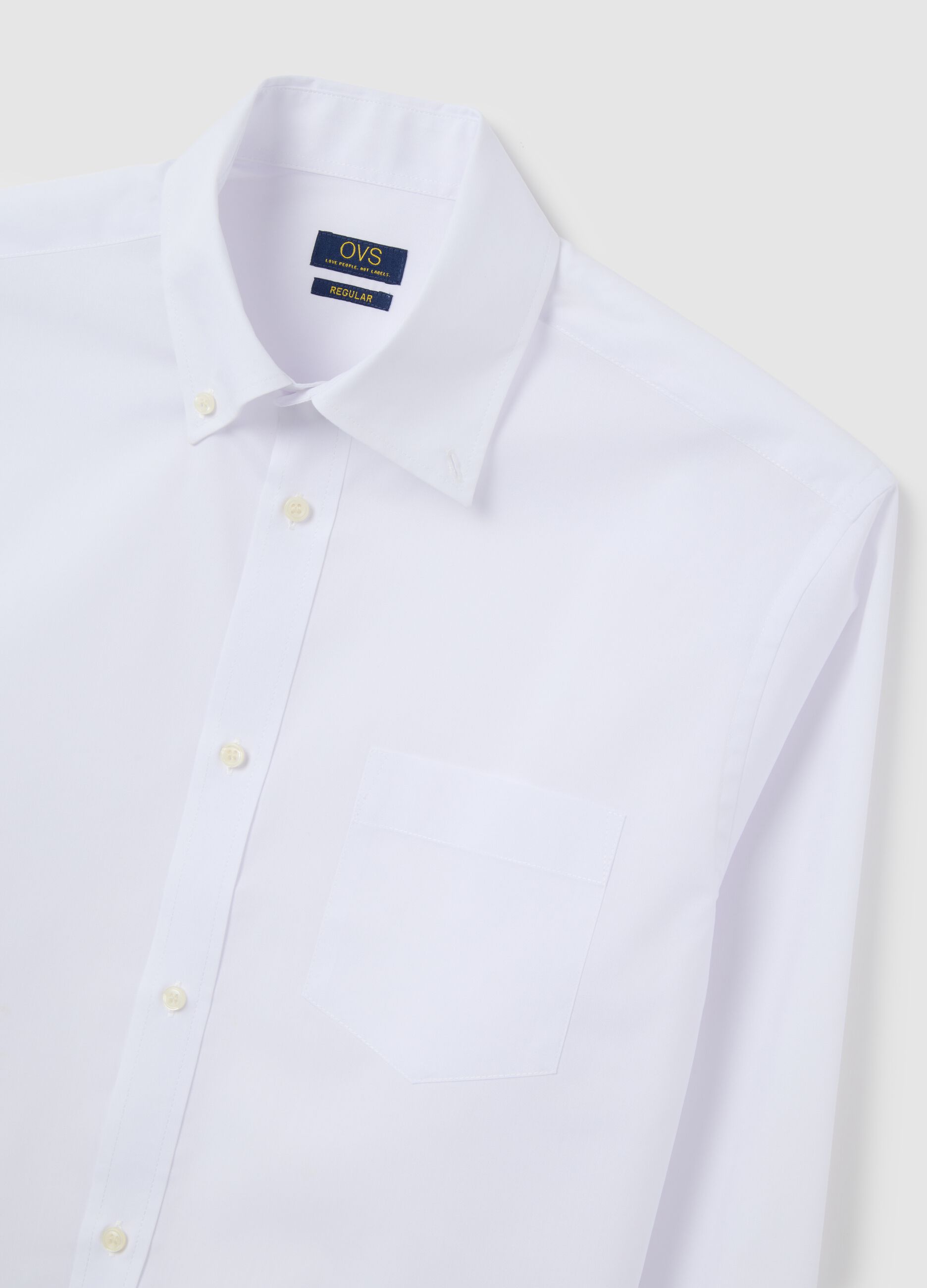White cotton blend regular fit easy iron shirt