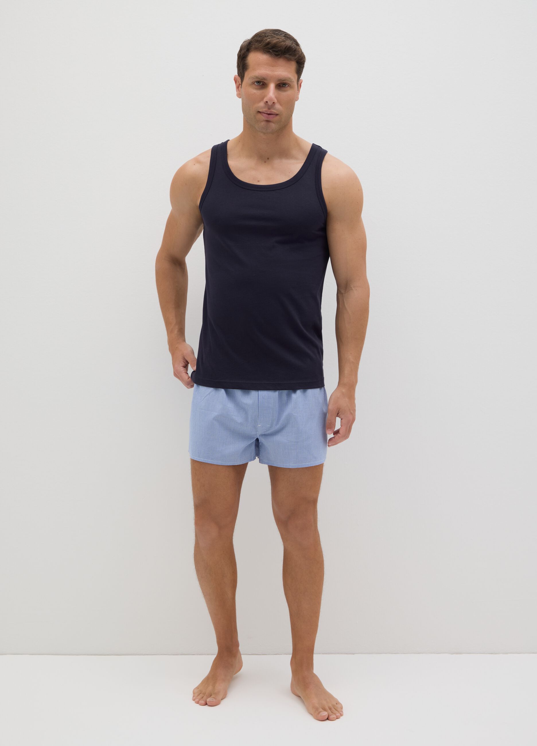 Blue cotton vest