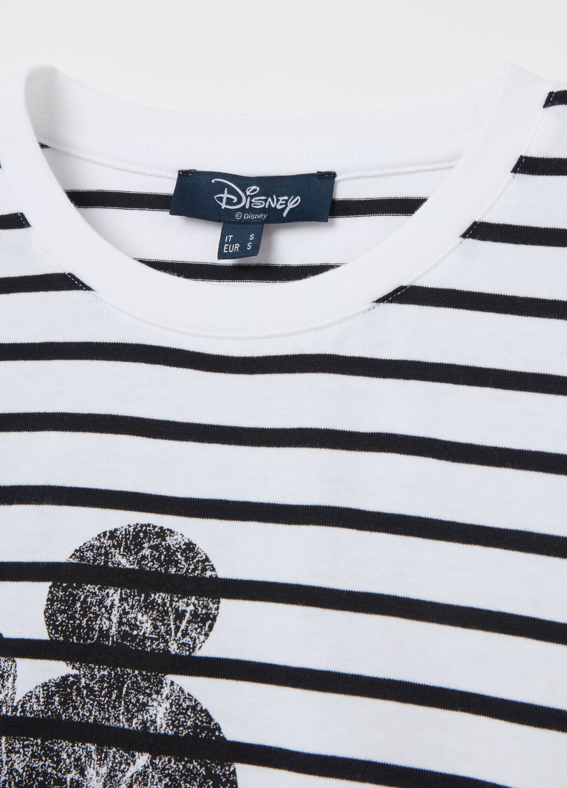 Striped T-shirt with Mickey Mouse print
