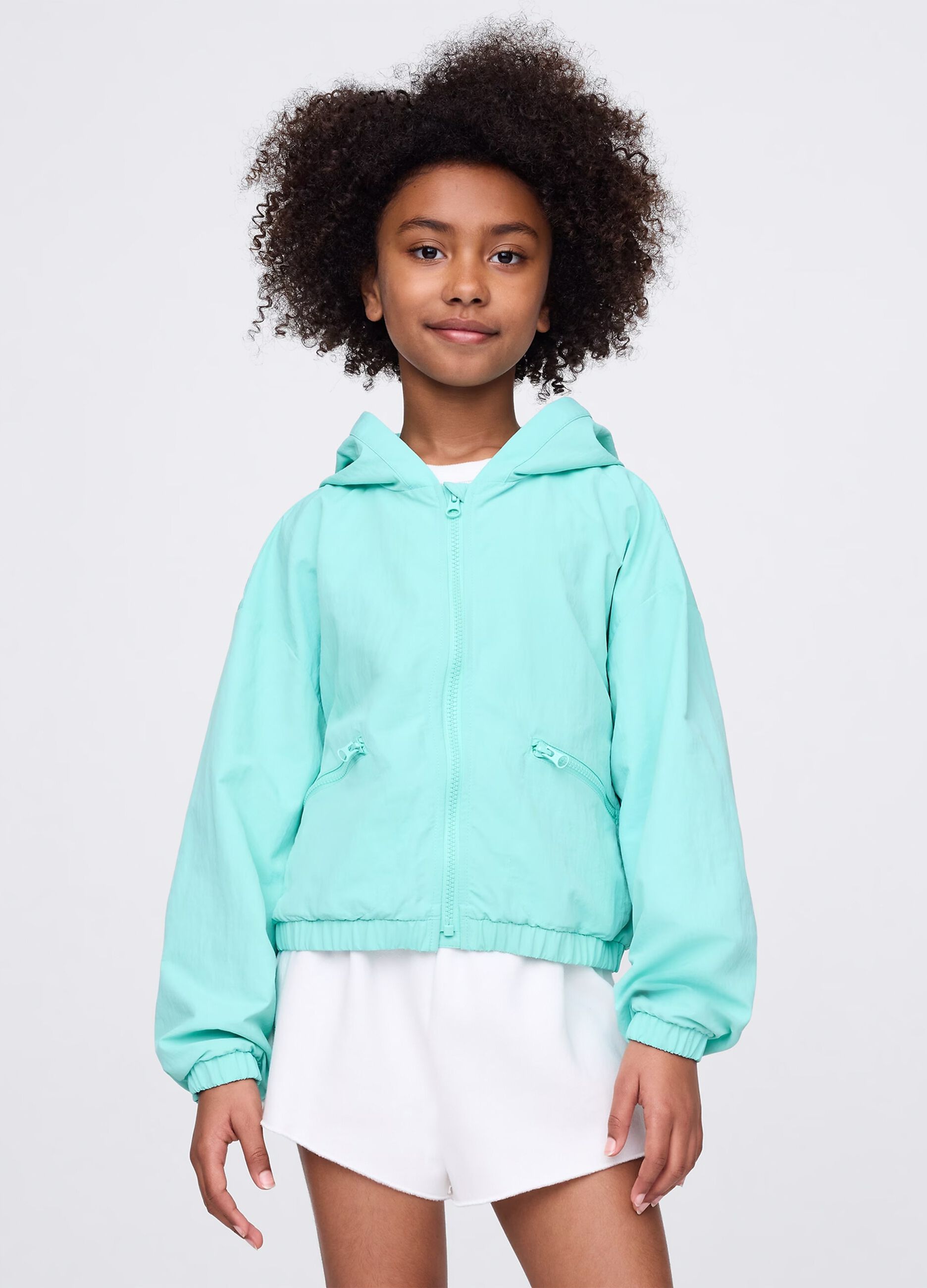 Mint green lightweight jacket with hood