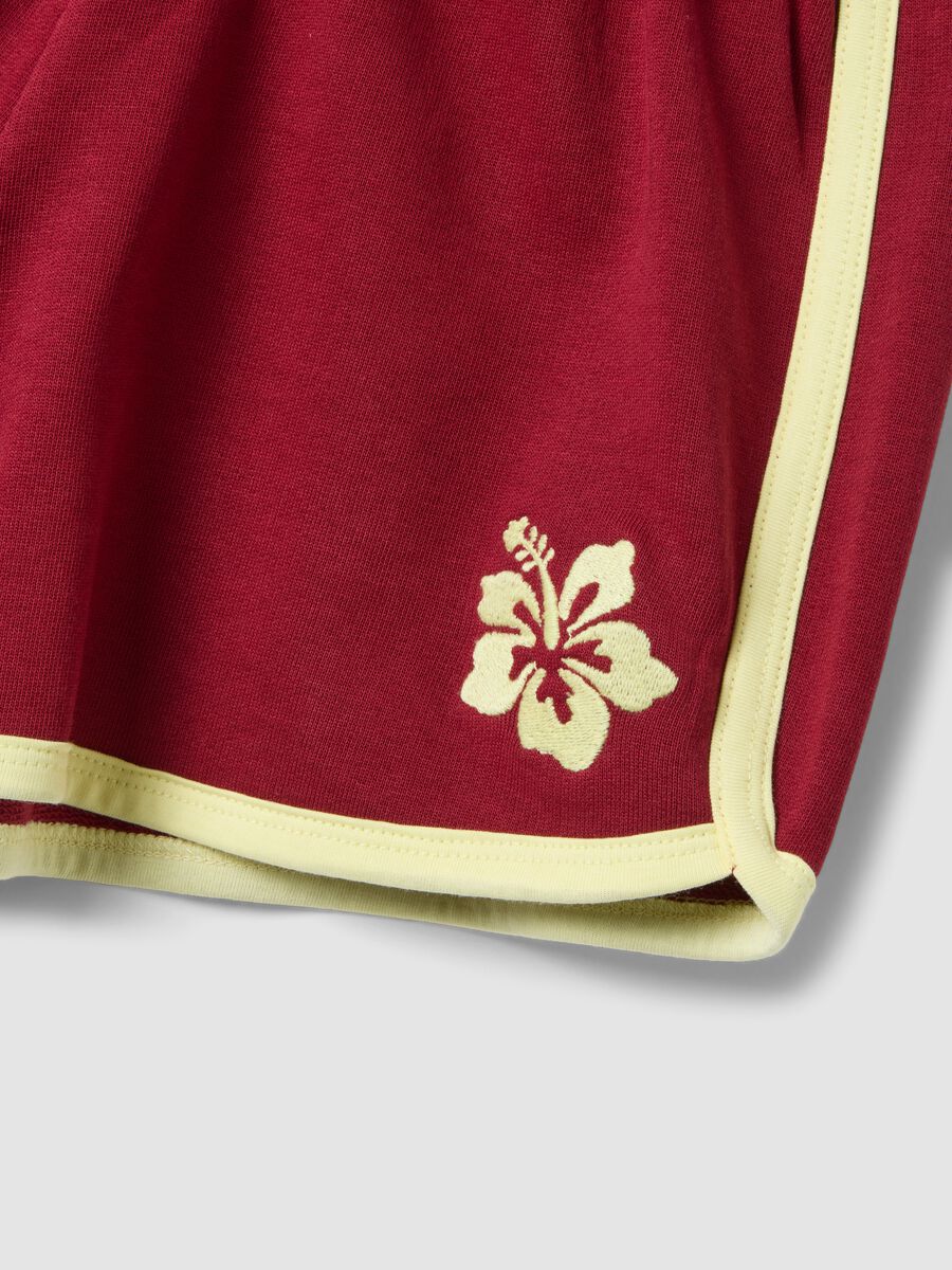 Shorts rossi in puro cotone con vita elasticizzata regular fit_5