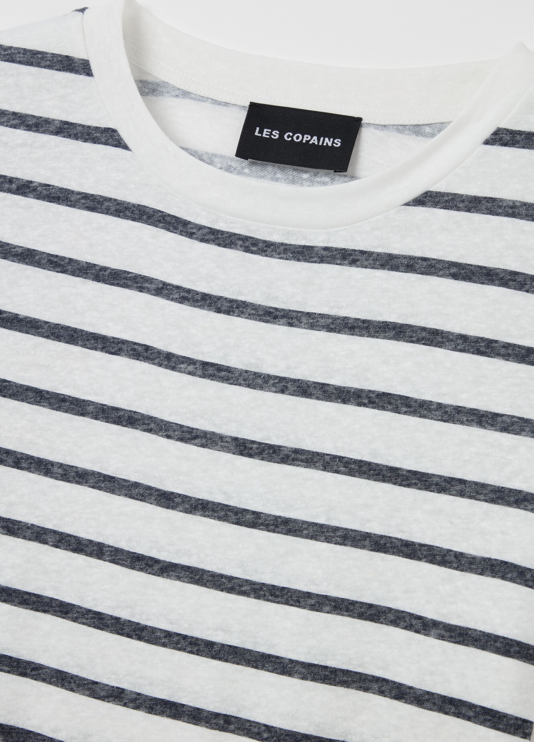 Striped T-shirt in linen blend